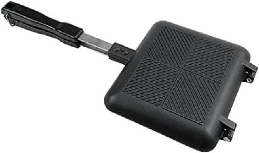Broodrooster Pan Tosti Maker Buiten Koken Antiaanbaklaag 35 x 15 cm Zwart