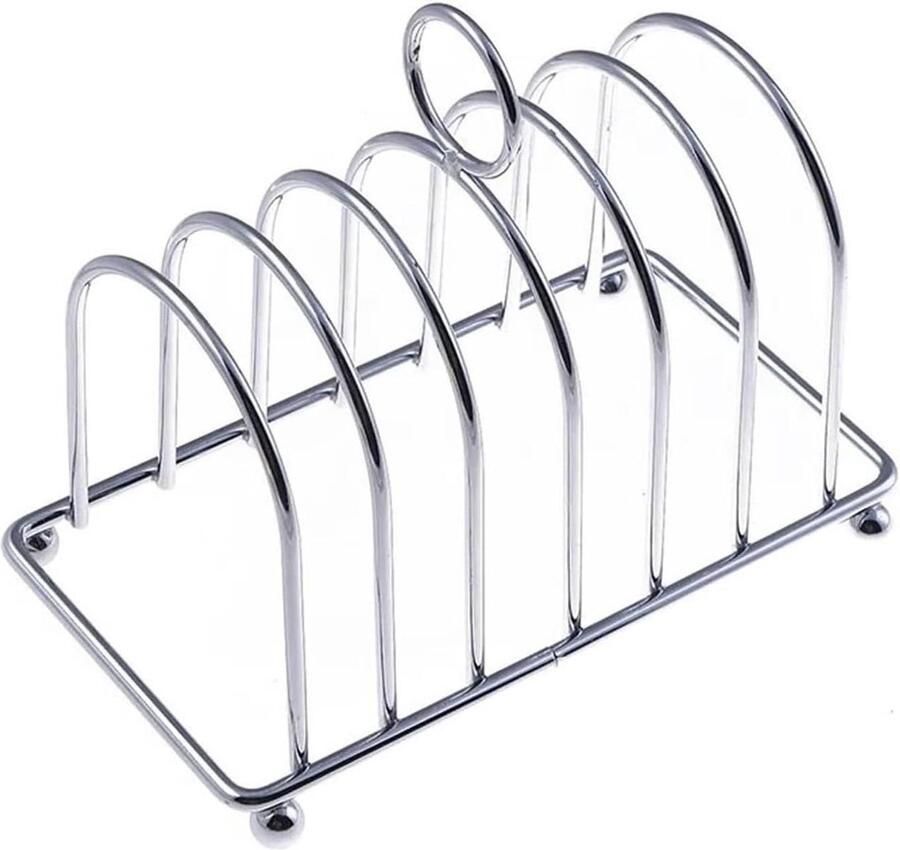 Broodrooster Rek Broodhouder Display Brood Presenteren 6 Slices 14.5 cm Zilver