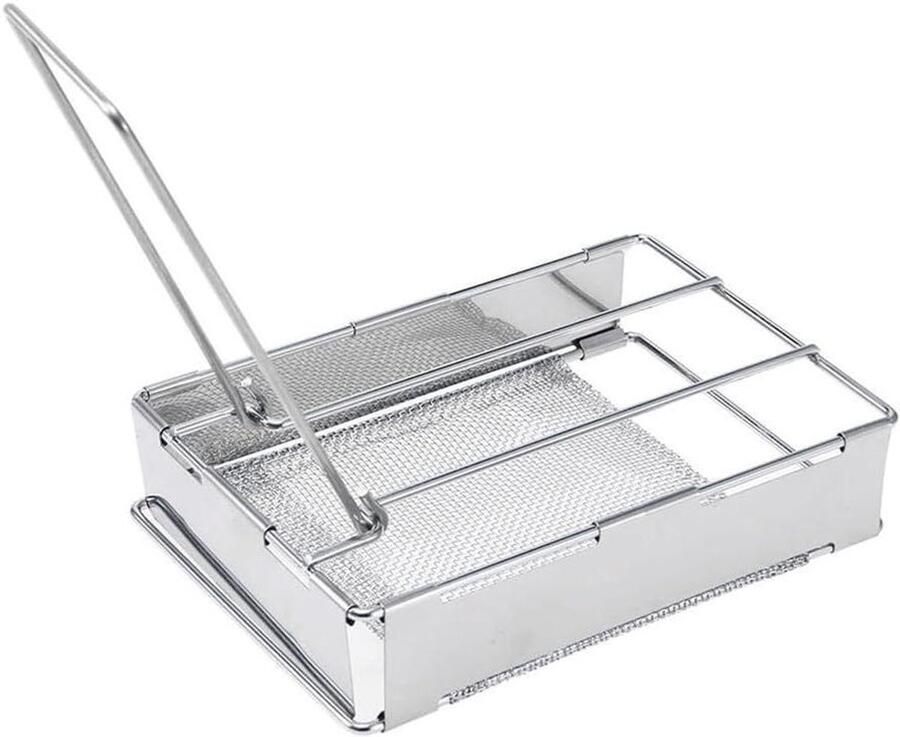 Broodrooster Rek Broodrooster Plaat Kamperen Toasten Opvouwbaar Ontwerp 28 cm Zilver