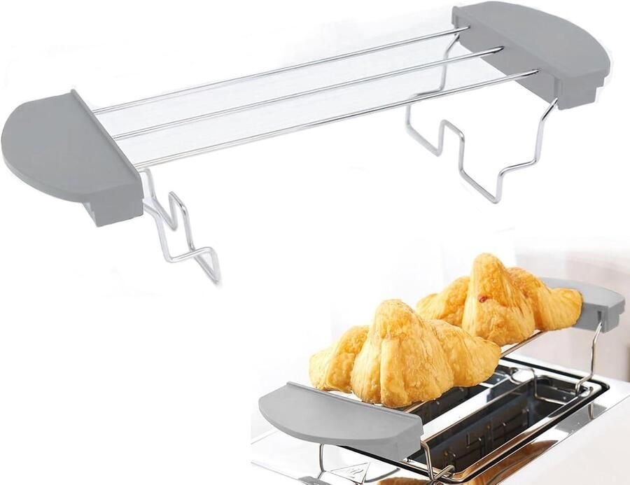 Broodrooster Rek Toast Houder Broodjes Verwarmen Antislip Handgrepen 26 x 13 x 5.5 cm Grijs