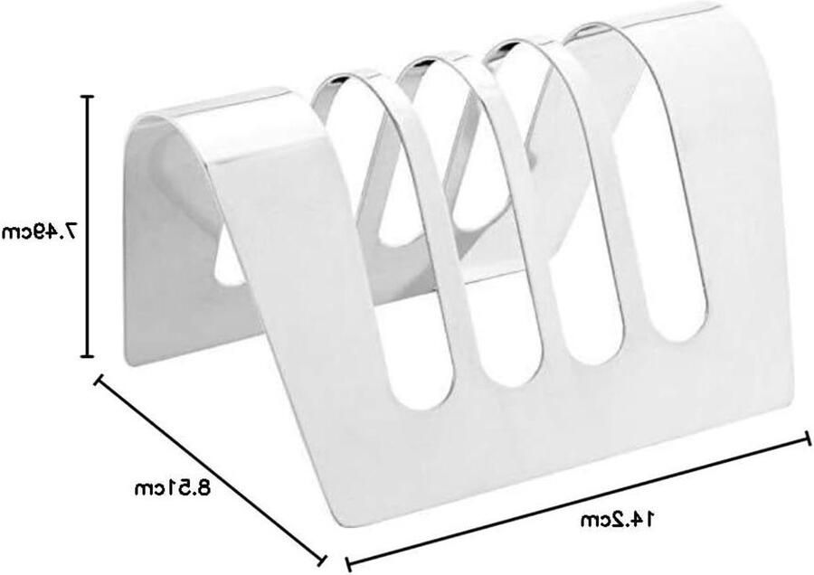 Broodrooster Rek Toast Houder Ontbijt Serveren Voor 4 Stukken 14 cm Lengte Zilver