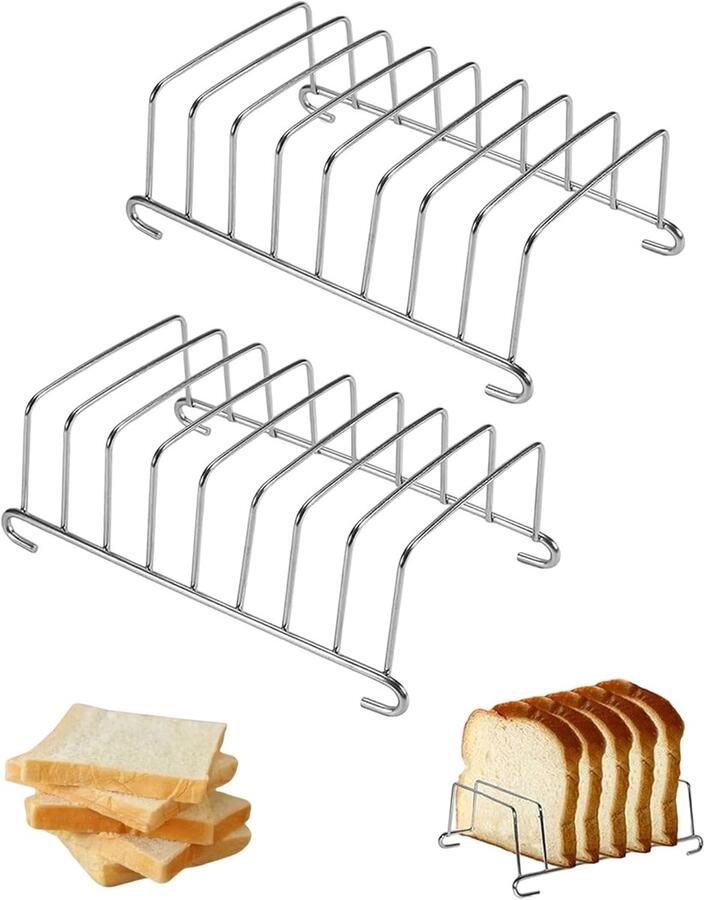 Broodrooster rek Toastrek Broodhouder Brood bakken Roestvrij staal 2 stuks Zilver