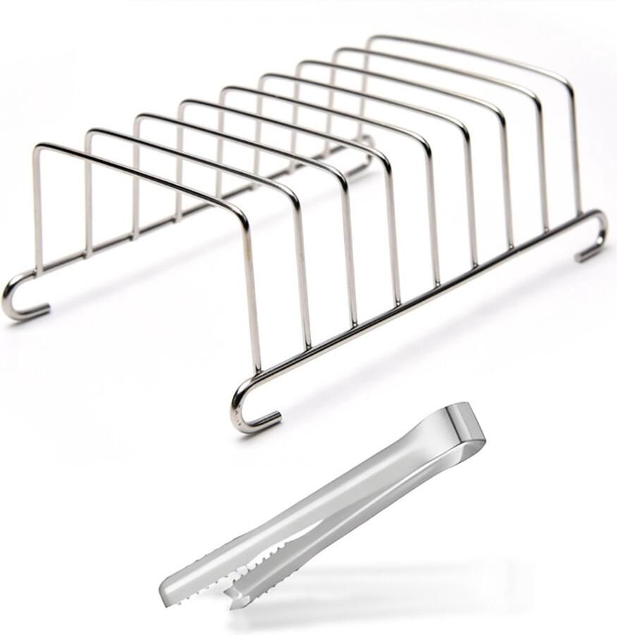 Broodrooster Roestvrij Staal Broodrooster met Tostiklemmen Broodrooster voor Luchtfriteuse Broodrooster Zilverkleurig Broodrooster 15 5 x 9 cm Magnetische Broodtang 15 2 x 1 3 cm Toaster