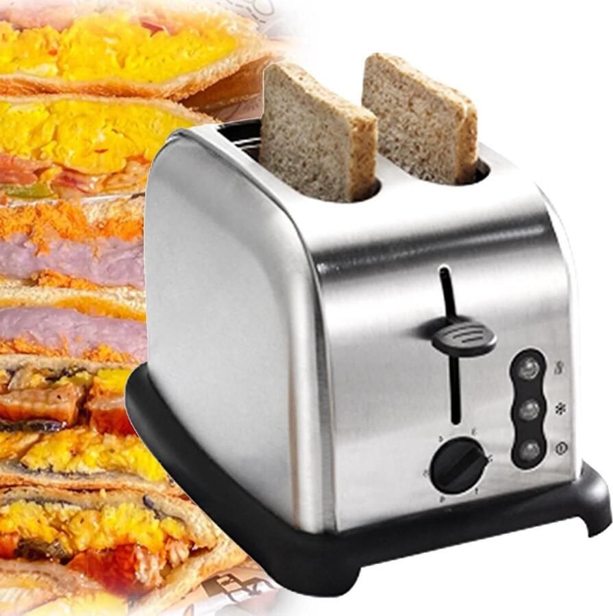 Broodrooster Roestvrij Staal Toastapparaat Keuken Ontbijt Maken Gelijkmatig Roosteren 2 4 Slices Zilver - Foto 1