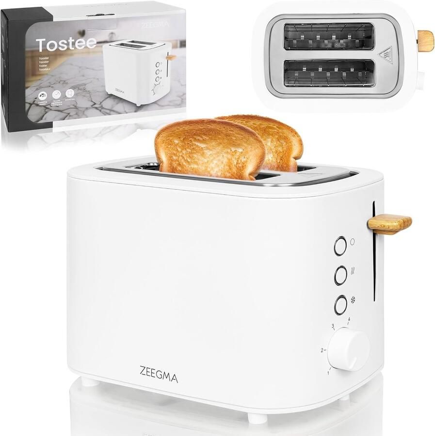 Broodrooster RVS 820W Vermogen Ontdooi- en Opwarmfunctie Voor 2 Sneetjes