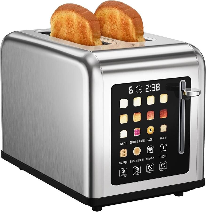 Broodrooster RVS 880 W Vermogen Digitaal Display Voor 2 Sneetjes