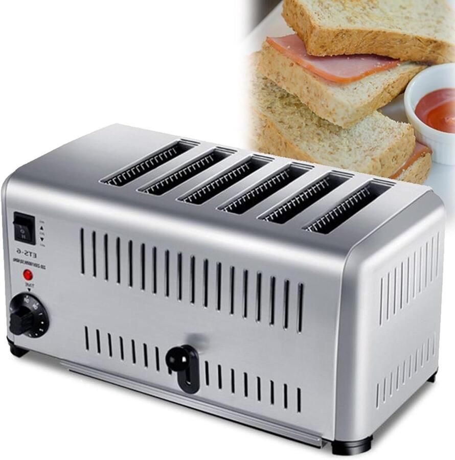 Broodrooster RVS Rooster Brood Ontbijt Maken Vijf Bruiningsstanden 4 Sneetjes Zilverkleurig