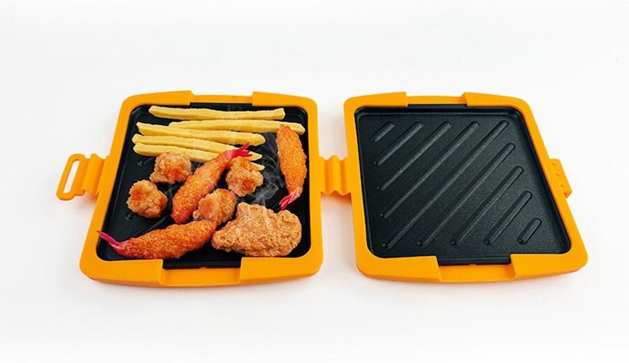 Broodrooster Sandwichmaker-Magnetron Tosti Maker Tosti-ijzer voor de Magnetron Met Heatwave-Technologie voor Knapperig Resultaat Antiaanbaklaag Vaatwasserbestendig -Oranje