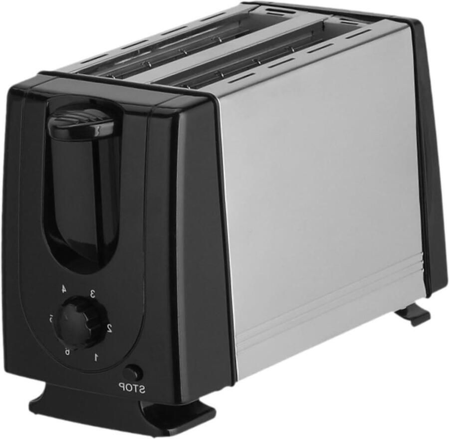 Broodrooster Sandwichmaker Ontbijtmachine Snel Ontbijten 6 Instellingen Compact Formaat Zwart