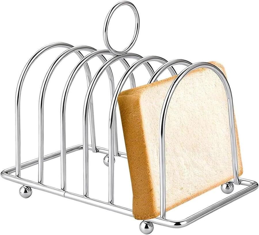 Broodrooster standaard Toast houder Brood koelen Zes vakken ontwerp 14.5 cm lengte Zilver