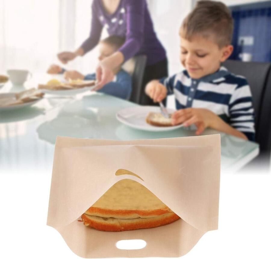 Broodrooster Tassen Tosti Zakjes Knoeivrij Lunchen Herbruikbaar Non-stick 16 x 16.5 cm Grijs