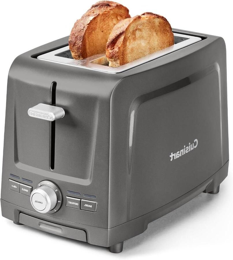 Broodrooster Toast Apparaat Brood Roosteren Extra Brede Sleuven 2 Sneetjes Steen Grijs