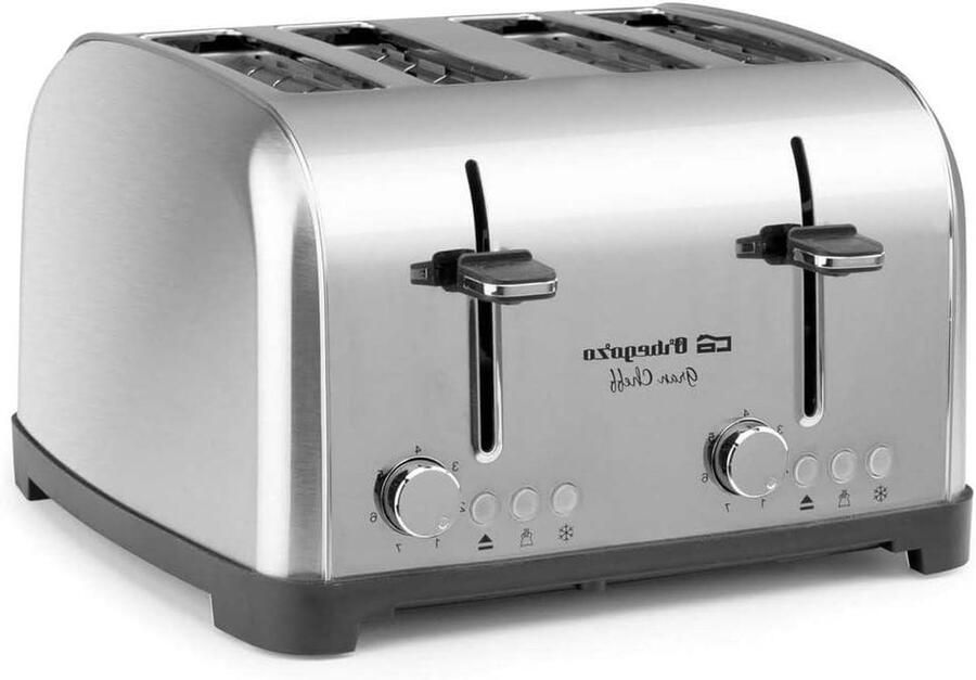 Broodrooster Toast Apparaat Ontbijt Bereiden Automatische Centrering 7 Bruiningsniveaus Rood