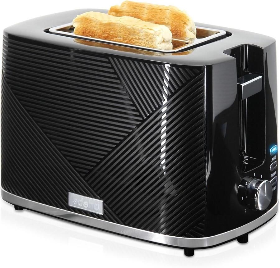 Broodrooster Toast Apparaat Ontbijt Bereiden Brede Sleuven 2 Sneden Zwart