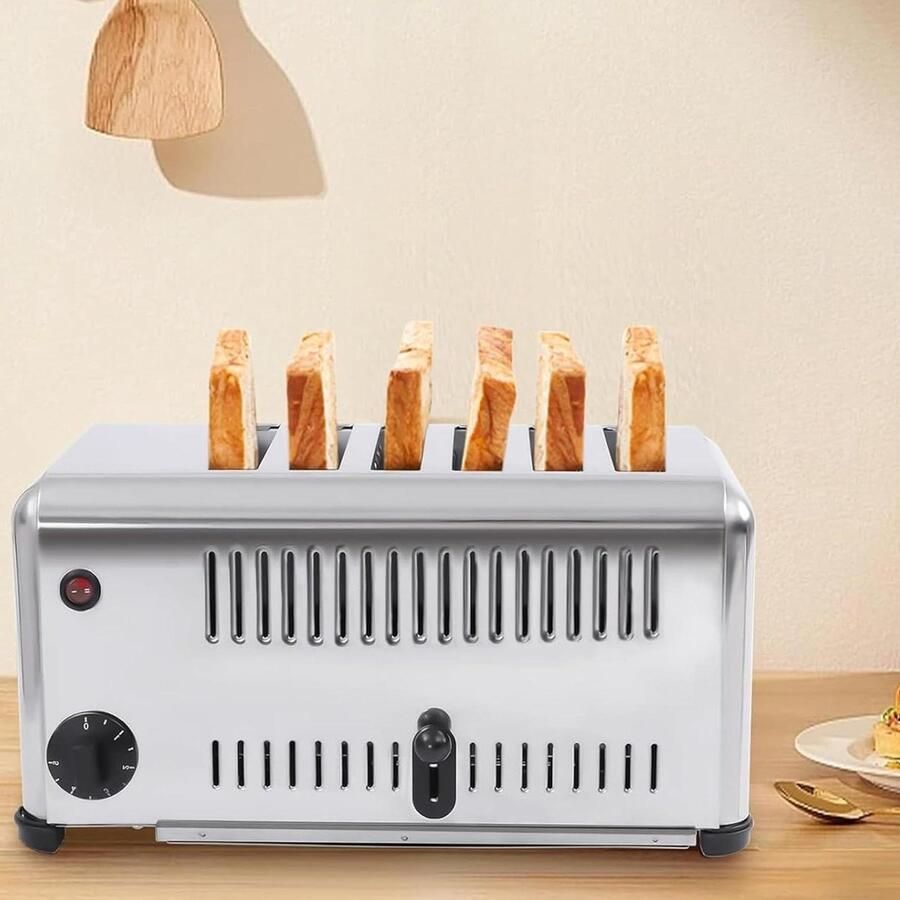 Broodrooster Toast Apparaat Ontbijt Maken 6 Sneden Capaciteit 1680 Watt Zilver
