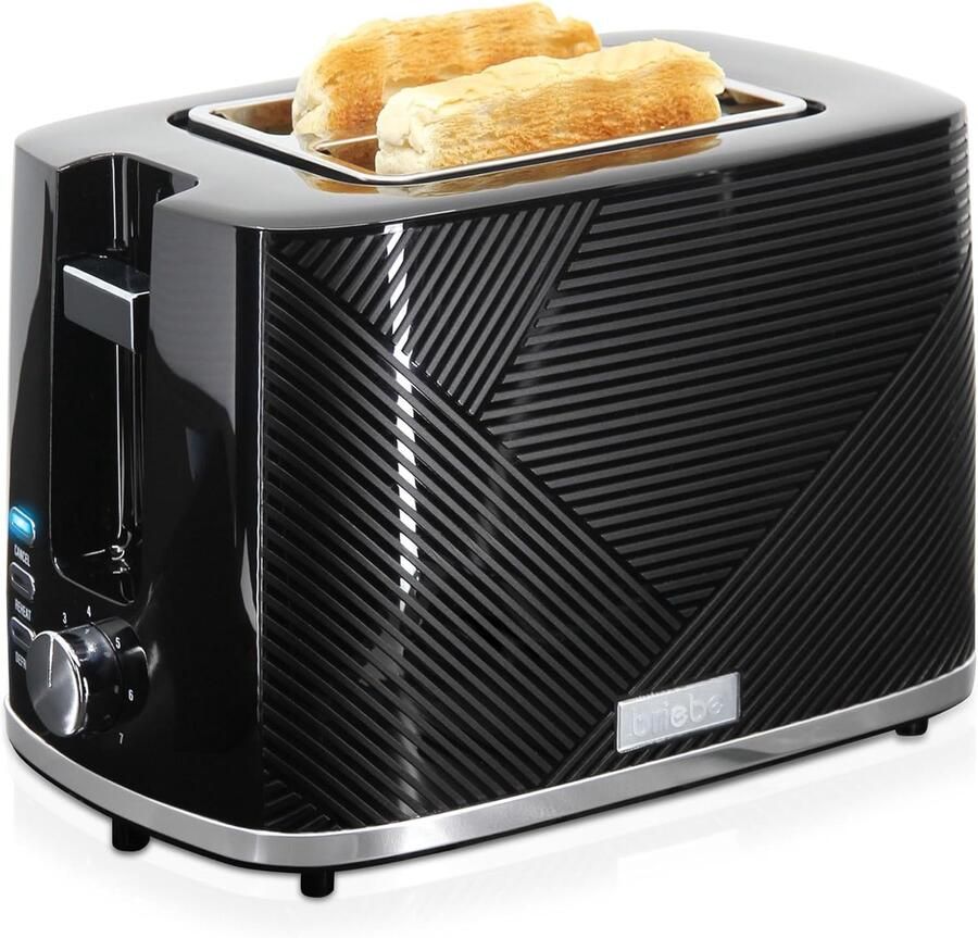Broodrooster Toastapparaat Ontbijt Bereiden Brede Sleuven 2 Sneden Zwart
