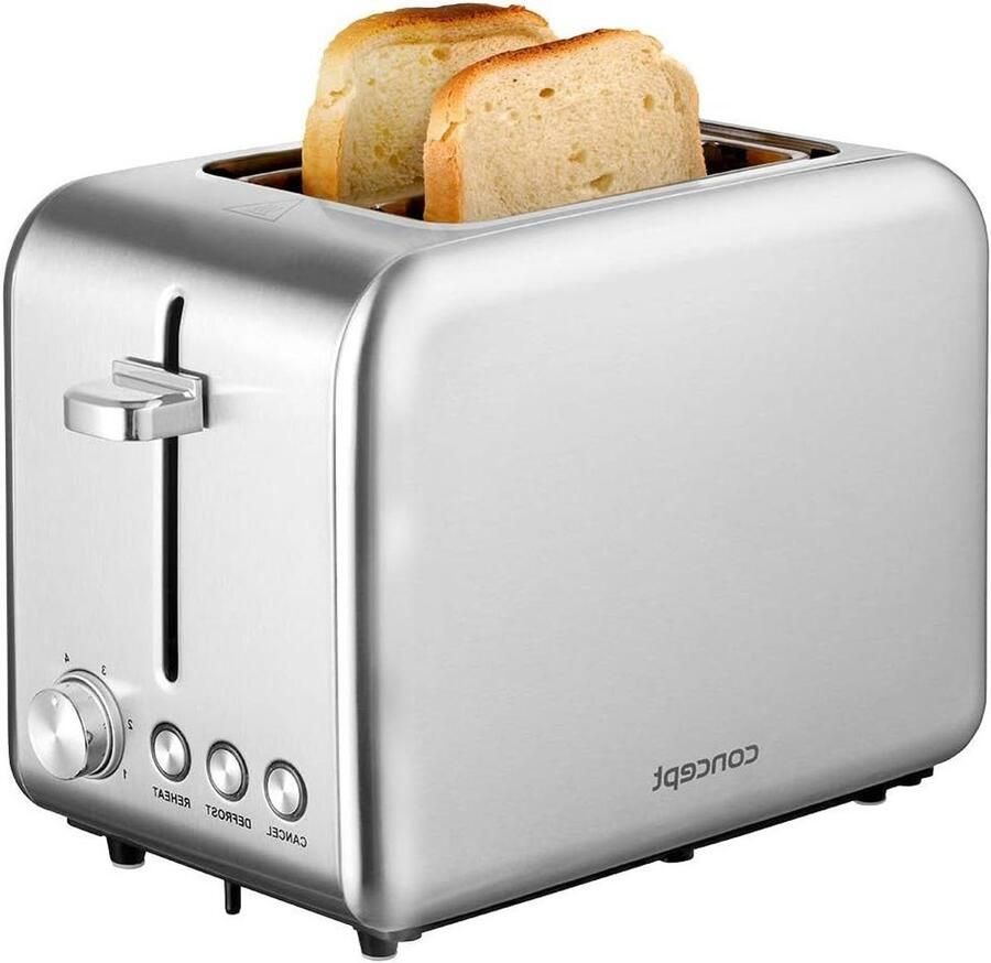 Broodrooster Toast Apparaat Snel Ontbijten Extra Brede Sleuven 2 Sneden Zilverstaal