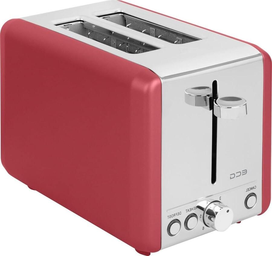 Broodrooster Toastapparaat Brood Roosteren 2 Gelijkmatige Slots 2 Sleuven Mat Rood - Foto 1