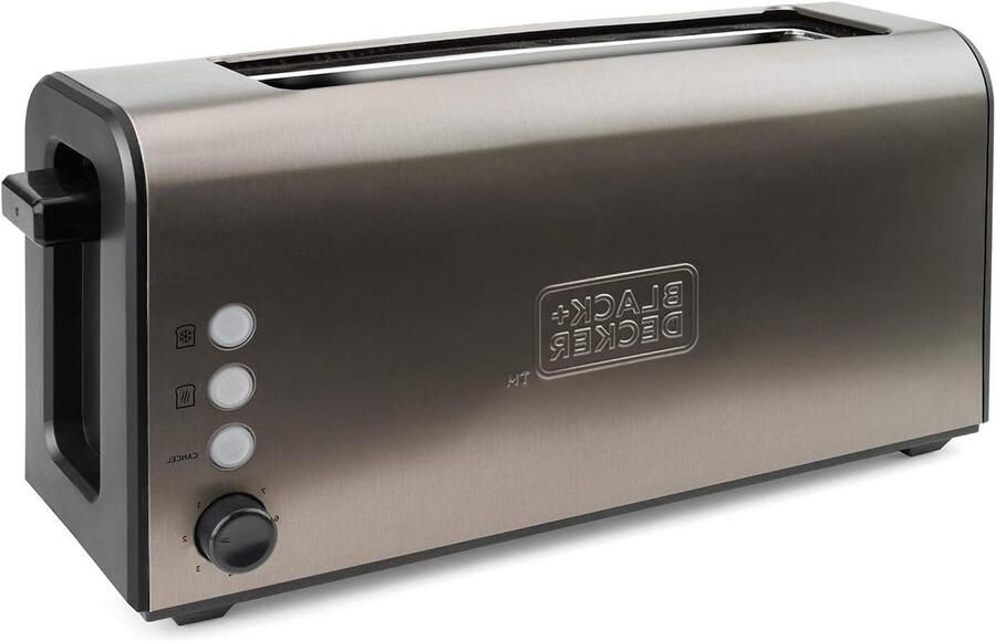 Broodrooster Toastapparaat Broodrooster met lange sleuf Ontbijt Bereiden Auto-centreersysteem 1000 W Grijs