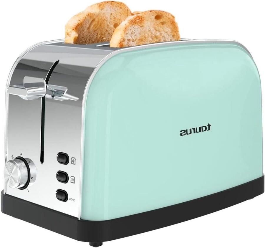 Broodrooster Toastapparaat Keuken Ontbijt Maken 7 Bruiningsniveaus 2 Sleuven Mintgroen