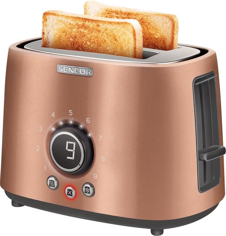 Broodrooster Toastapparaat Ontbijt Bereiden 9 Toaststanden 2 Sleuven Koperkleurig
