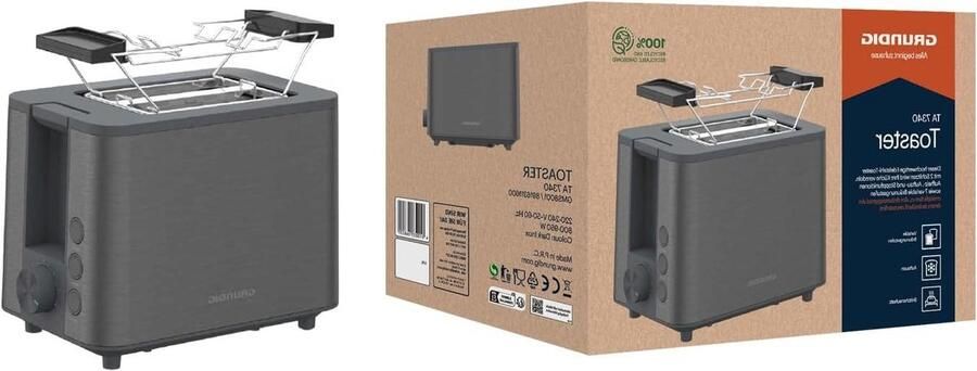 Broodrooster Toastapparaat Ontbijt Bereiden Automatische Centering 2 Sleuven Dark Inox