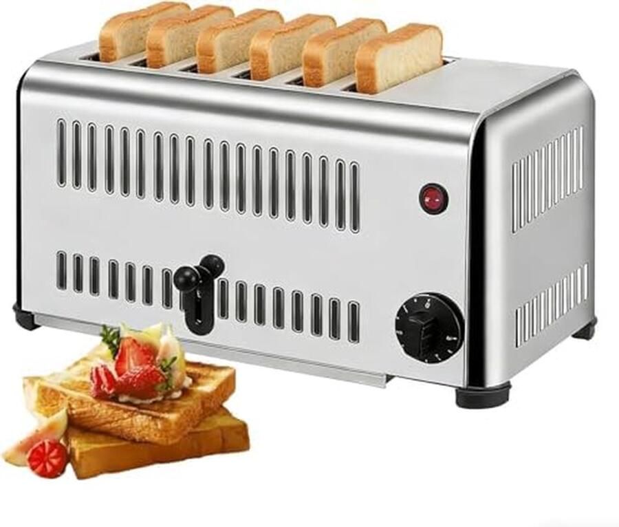 Broodrooster Toastapparaat Ontbijt Bereiden Brede Sleuven 6 Sleuven Zilverkleurig
