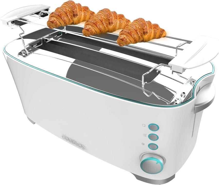 Broodrooster Toastapparaat Ontbijt Bereiden Dubbele lange sleuven 40 x 17 x 17 cm Roestvrij staal