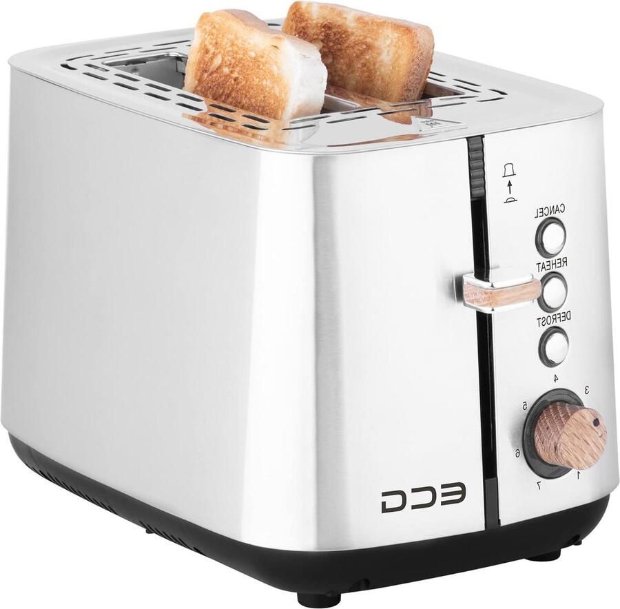 Broodrooster Toastapparaat Ontbijt Bereiden Houten Elementen 2 Vakken Roestvrij Staal