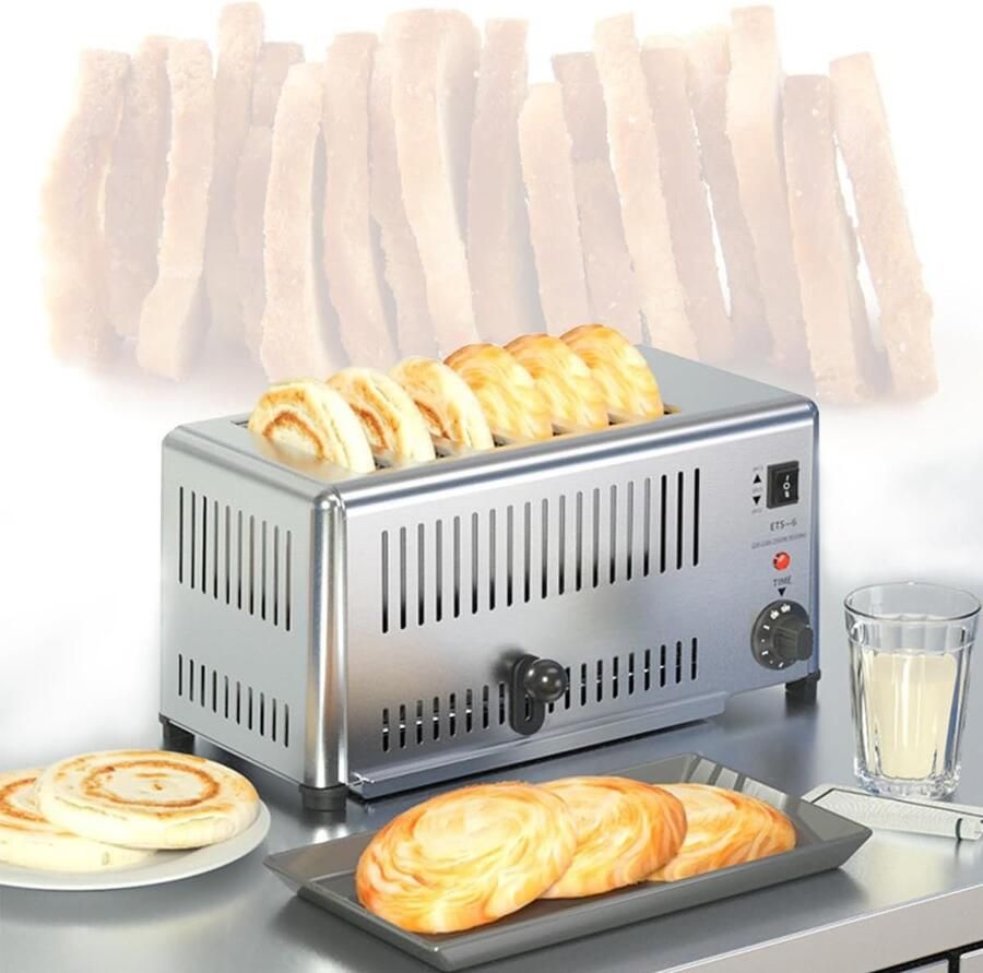 Broodrooster Toastapparaat Ontbijt Bereiden Zes Sleuven 44 x 22 x 22 cm Zilver