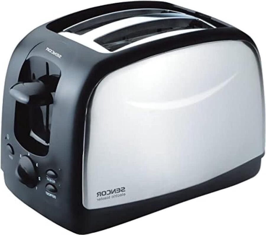 Broodrooster Toastapparaat Ontbijt Maken 7 Bruiningsniveaus 2 Sneden Zwart Roestvrij Staal