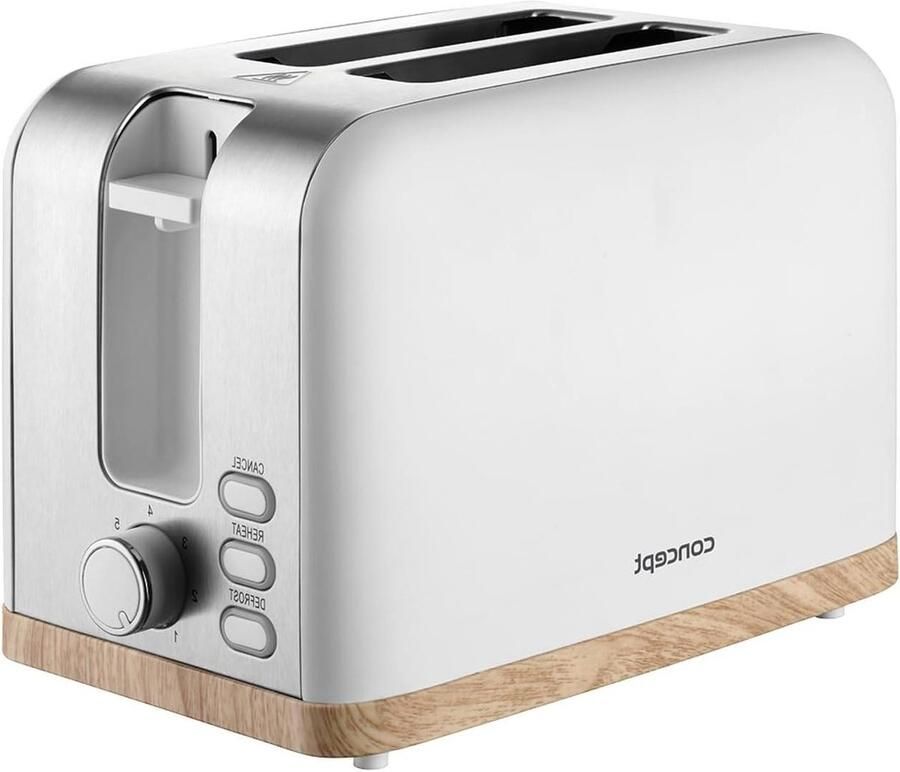 Broodrooster Toastapparaat Ontbijt Maken Automatische Centrering 7 Bruiningsniveaus Wit