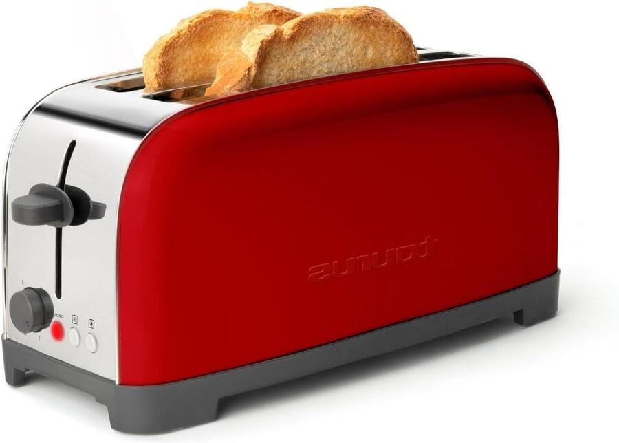 Broodrooster Toastapparaat Ontbijt Maken Twee Extra Lange Sleuven 1400 Watt Rood