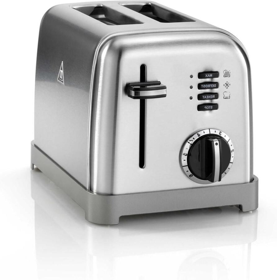 Broodrooster Toastapparaat Perfecte Toast Maken Zelfcentrerende Sleuven 2 schijven Geborsteld RVS