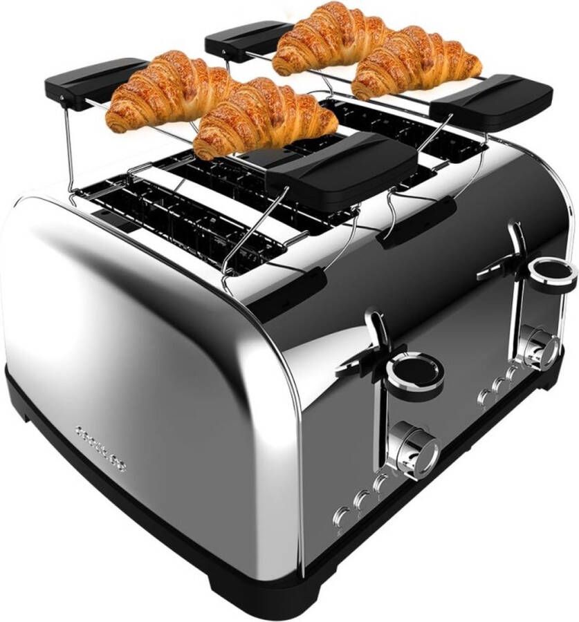 Cecotec 04828 broodrooster 7 4 snede(n) 1700 W Zwart Zilver