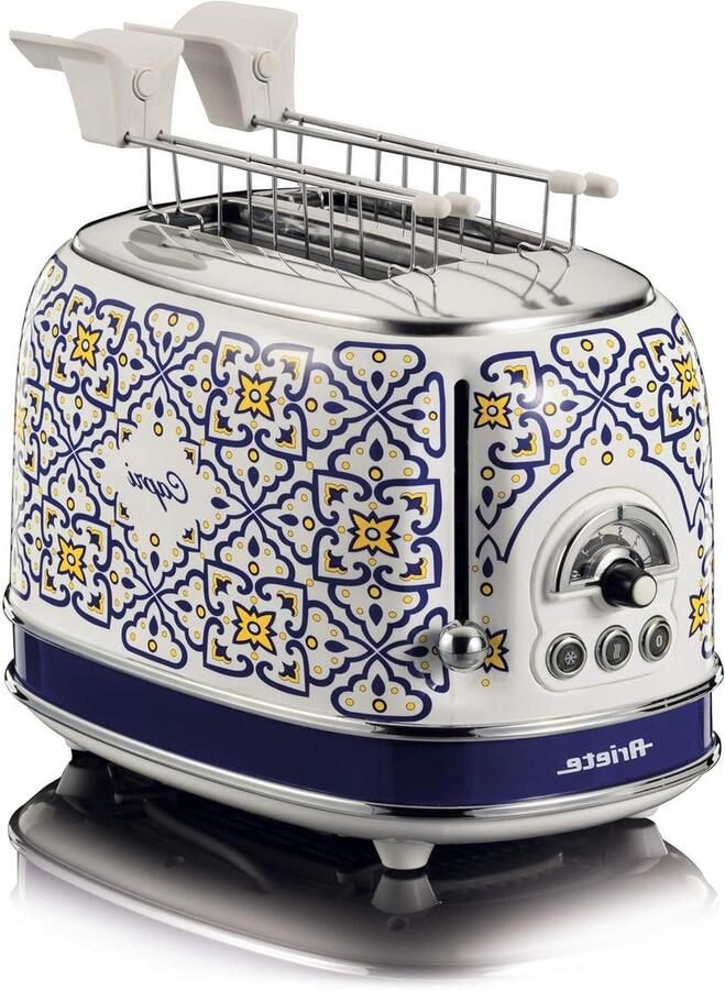 Broodrooster Tosti Apparaat Ontbijt Bereiden 6 Bruiningsniveaus 2 Sleuven Wit Blauw