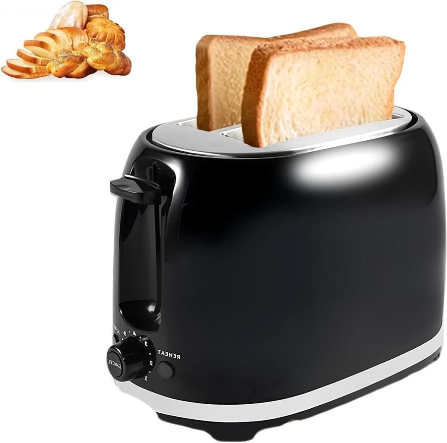 Broodrooster Tosti Apparaat Ontbijt Bereiden 7 Bruiningsstanden 2 Slices Zwart