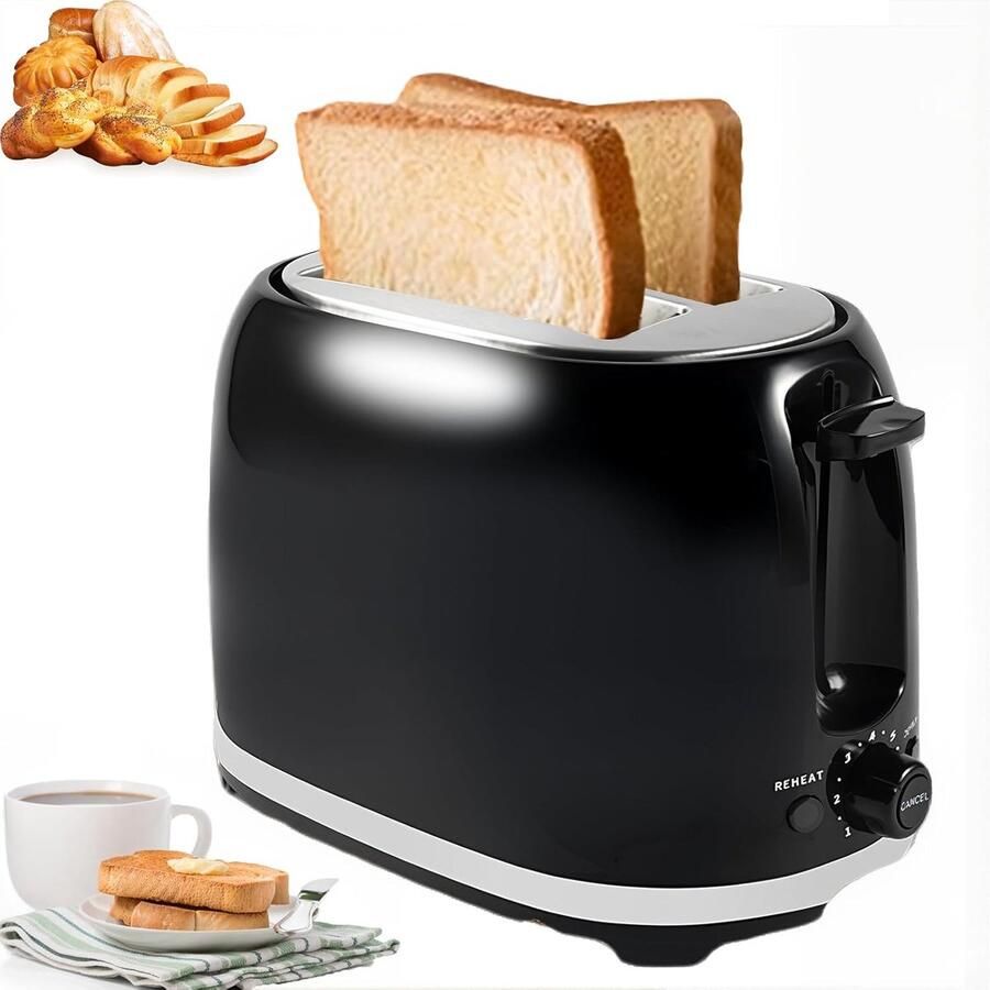 Broodrooster Tosti Apparaat Ontbijt Bereiden 7 Bruiningsstanden 2 Sneetjes Zwart