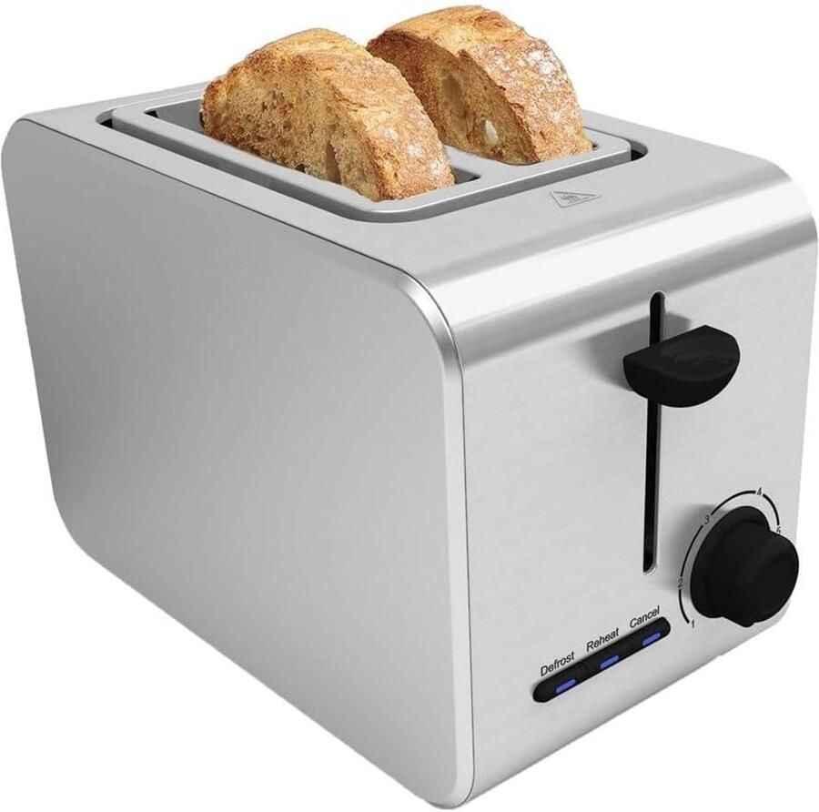 Broodrooster Tosti Apparaat Ontbijt Bereiden Extra Brede Slots 2 Plakjes Roestvrij Staal