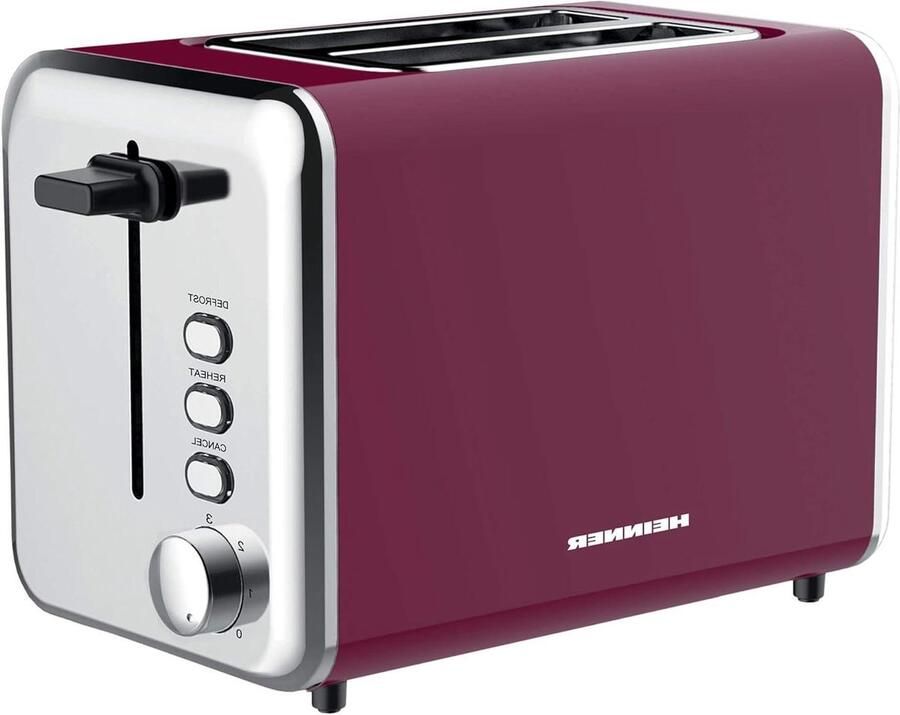 Broodrooster Tosti Apparaat Ontbijt Bereiden Roestvrij Staal 2 Sneetjes Bordeauxrood