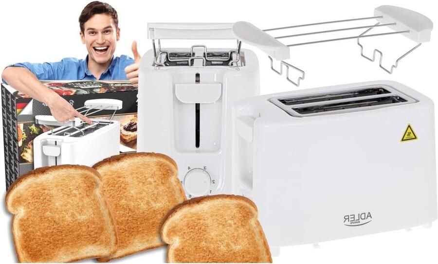 Broodrooster Tosti Apparaat Ontbijt Maken Broodjes Gril 6 Instellingen Wit