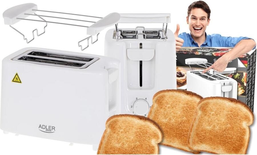 Broodrooster Tosti Apparaat Ontbijt Maken Met Broodjesgrill 650 Watt Wit