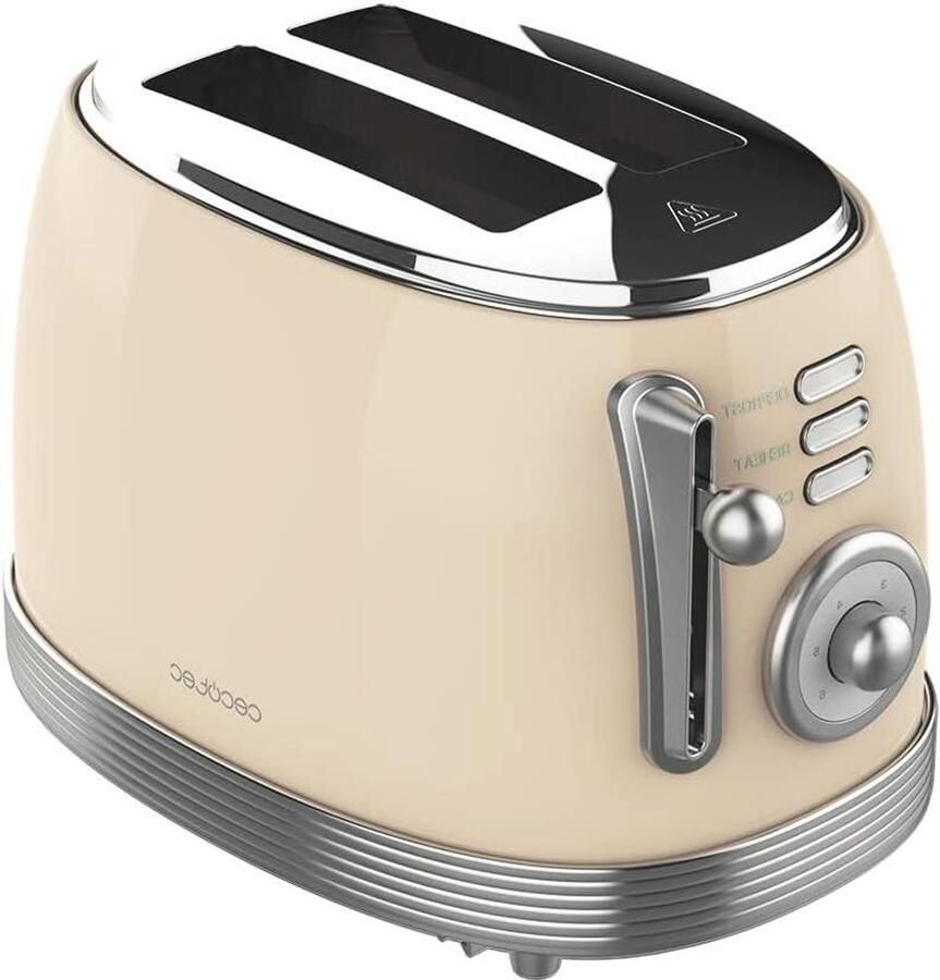 Broodrooster Vintage Luxe Broodrooster Lekker Ontbijten Extra Brede Sleuven 2 Slices Beige