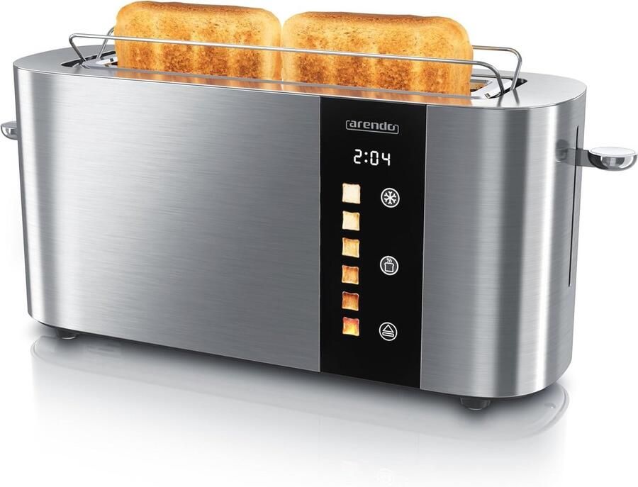 Broodrooster voor 2 sneden met touchscreen en lange sleuf 6 bruiningsgraden en resttijdweergave ideaal voor perfect gebakken brood
