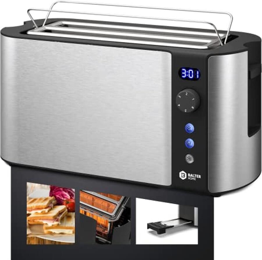 Broodrooster voor 4 sneetjes met lange sleuf en LCD-display - Foto 2