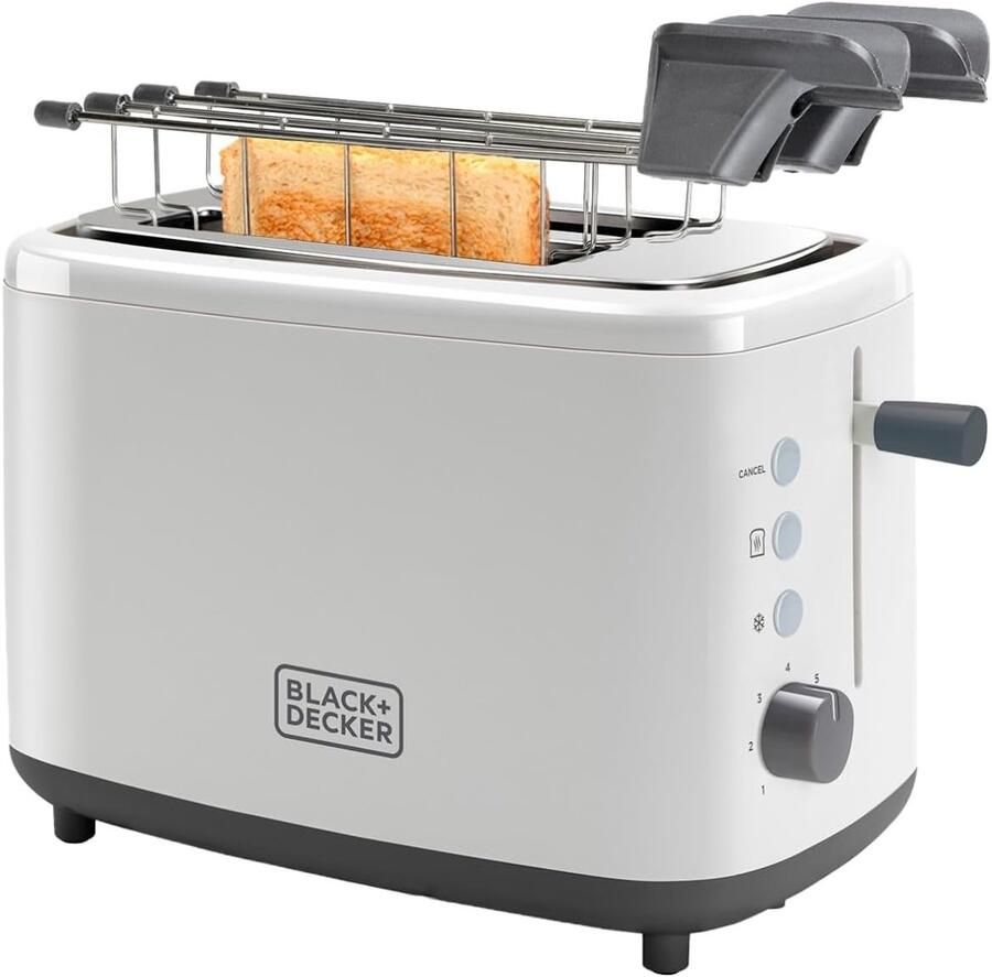 Broodrooster Wit Sandwich Tangen 820W met 7 Bruiningsstanden Perfect voor Ontdooien en Opwarmen