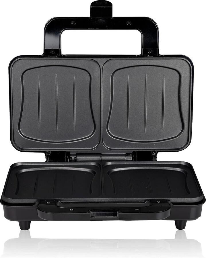 Broodrooster XL Tosti maker Snelle Snacks Antiaanbaklaag 900 Watt Zilver Zwart