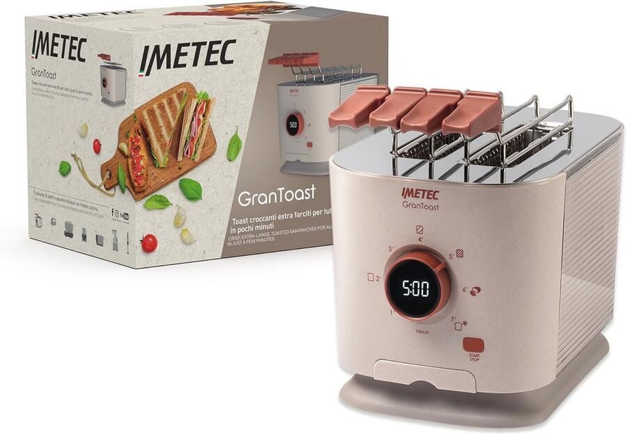 Broodrooster XL voor 2 sneden met digitale timer en LED-display Goudniveaus en eenvoudig te reinigen