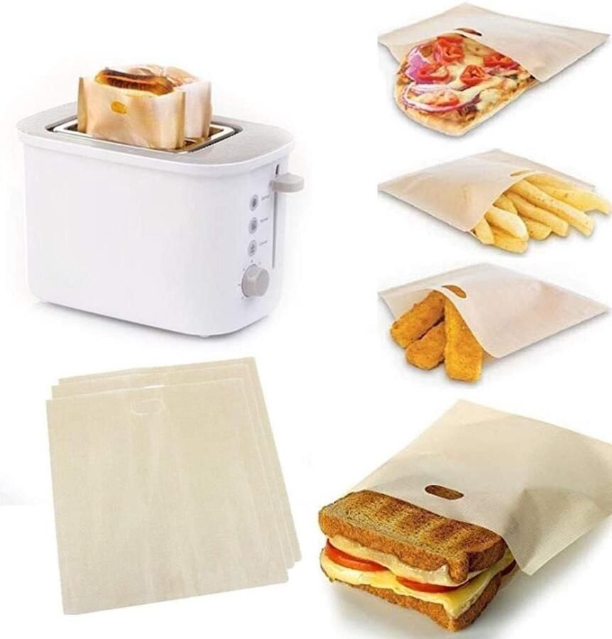 Broodrooster Zakken Herbruikbare Tassen Sandwiches Bereiden Anti-aanbak 10 Stuks Rood