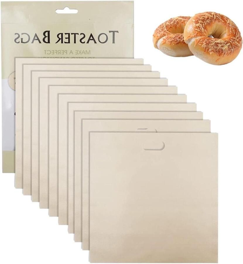 Broodrooster Zakken Oven Zakken Snacks Bereiden Herbruikbaar Hittebestendig 10 Stuks Grijs